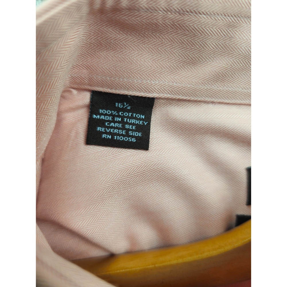Alara Dress Shirt Mens 16.5 Herringbone Pink 2 Ply Egyptian Cotton French Cuff - Picture 5 of 6